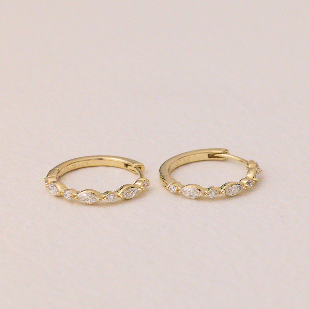 Marquise and Round Hoop Earrings