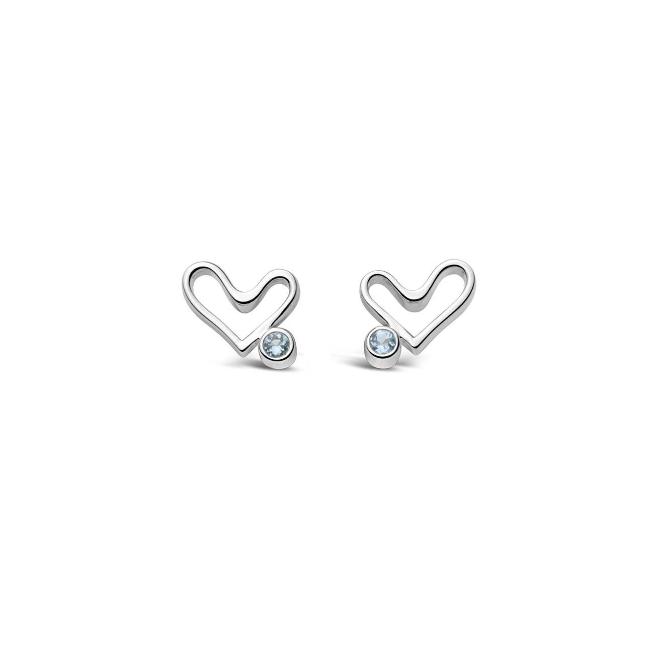 Open Heart Earrings - Aquamarine