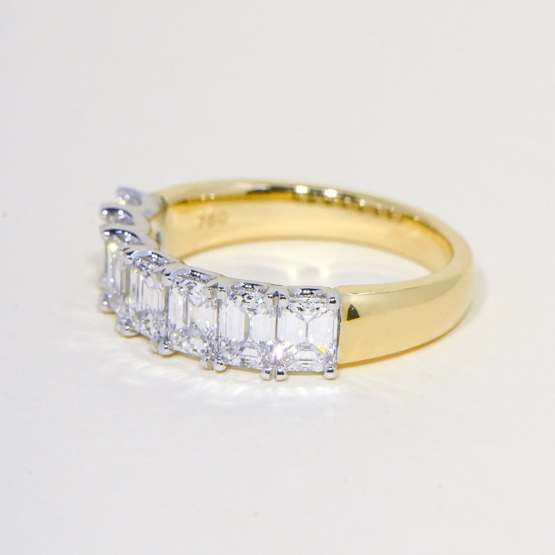 Edith | 7 Stone Emerald Shape Diamond Ring