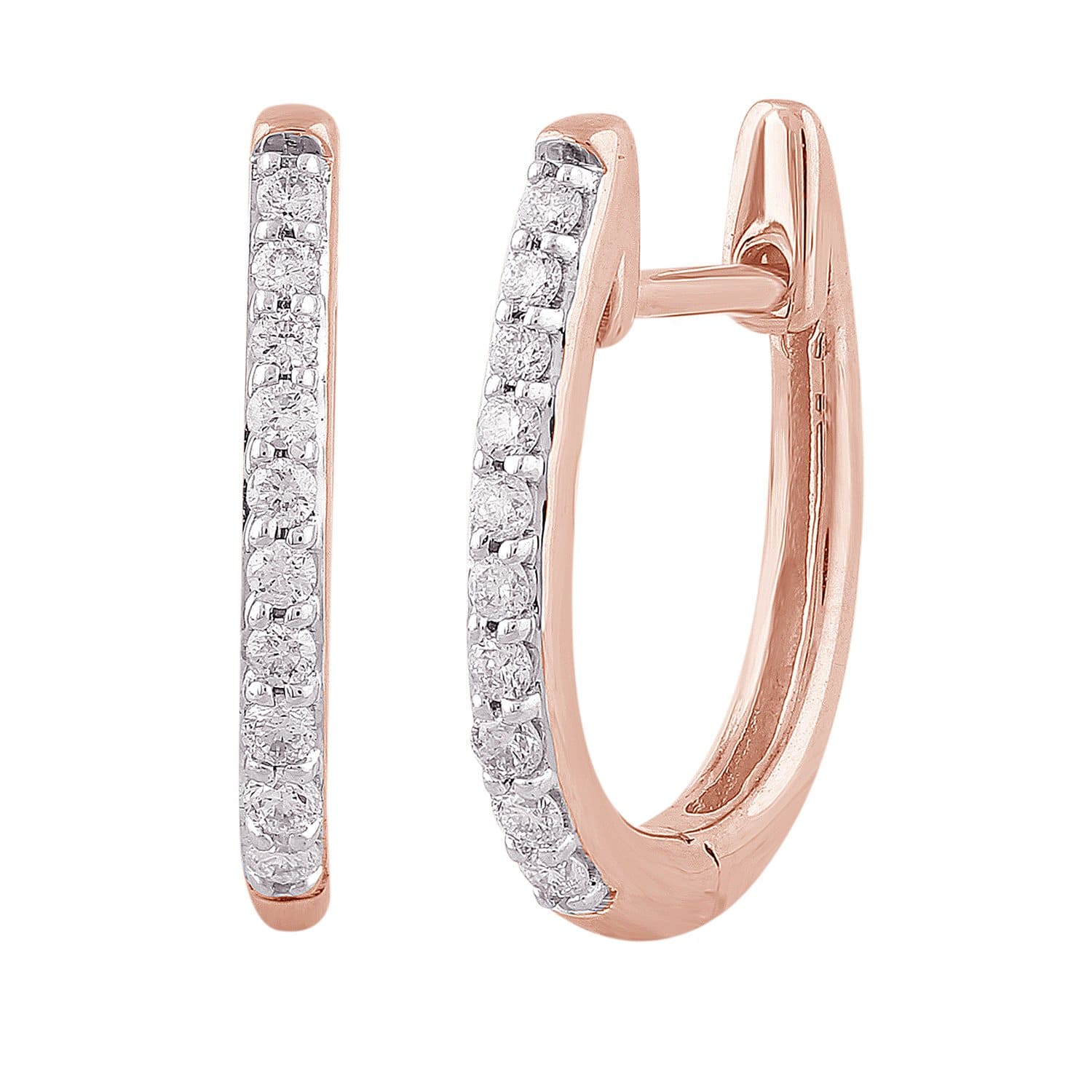 Single Row Yellow Gold Diamond Huggie Earrings - Matthews Jewellers