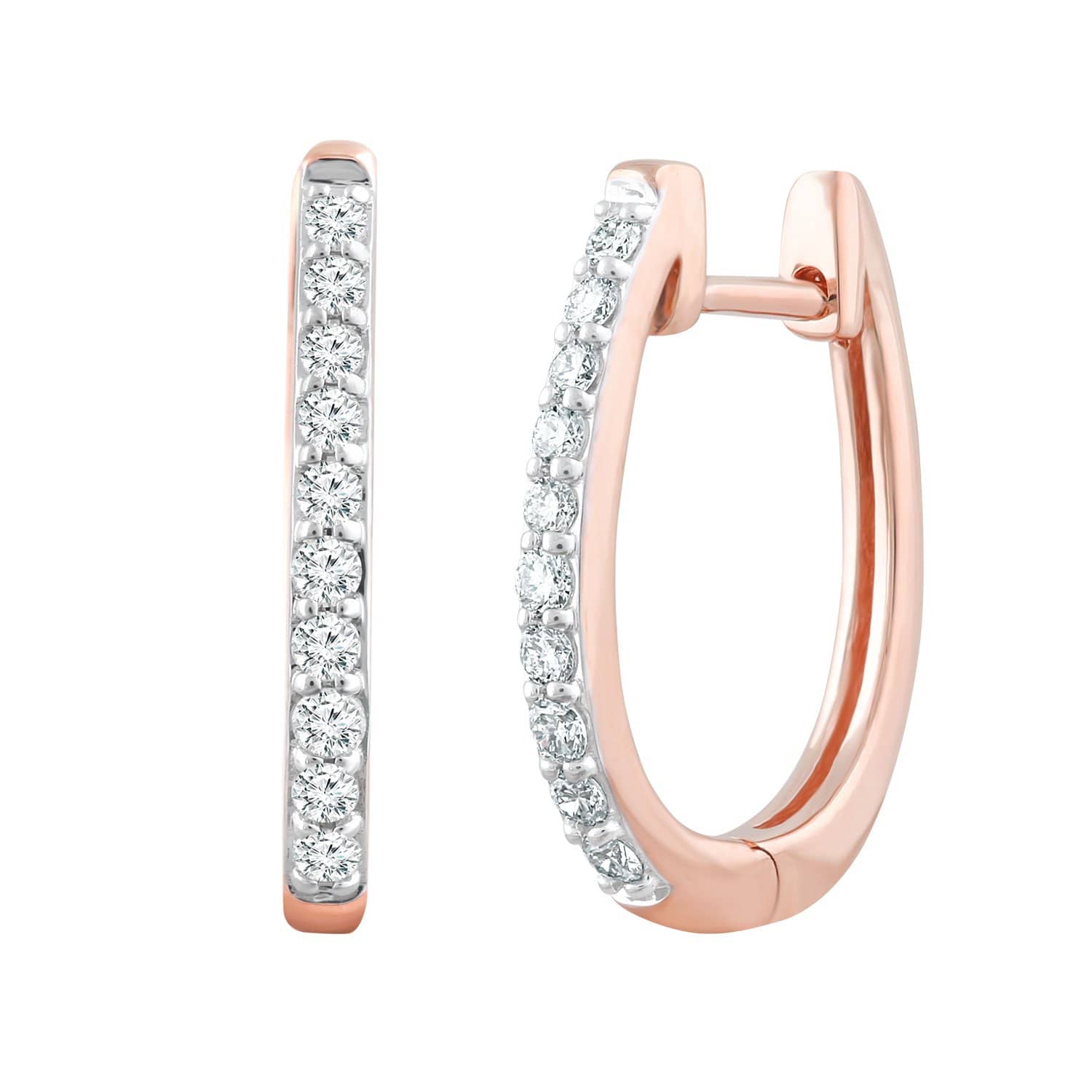 Single Row Yellow Gold Diamond Huggie Earrings - Matthews Jewellers