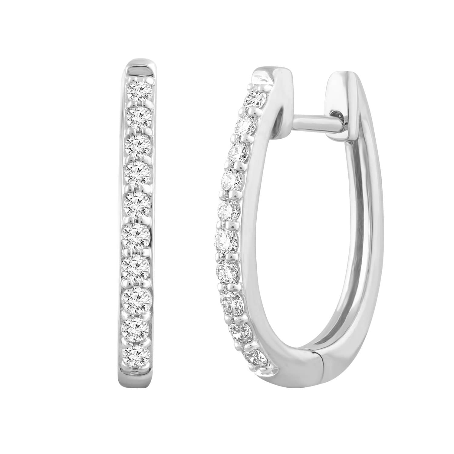 Single Row Yellow Gold Diamond Huggie Earrings - Matthews Jewellers