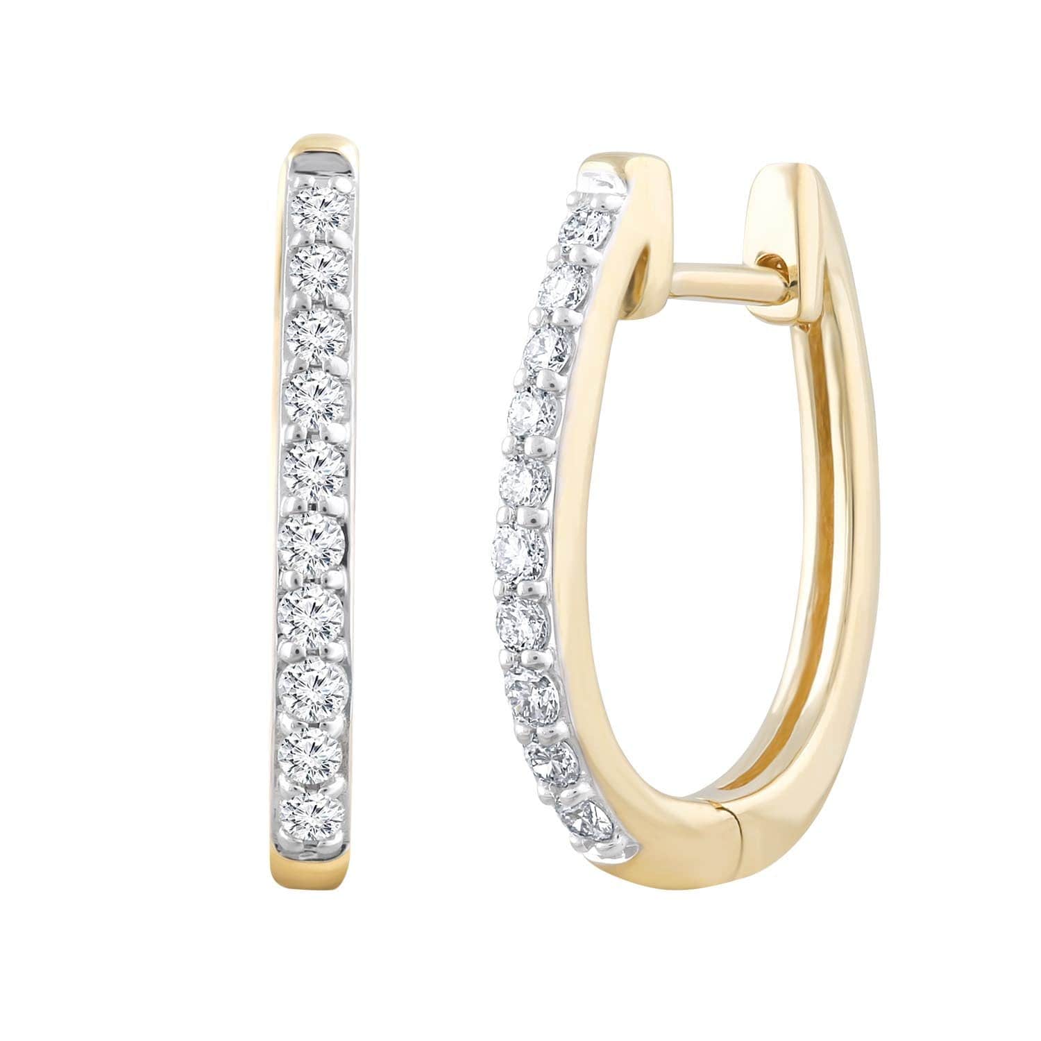 Single Row Yellow Gold Diamond Huggie Earrings - Matthews Jewellers