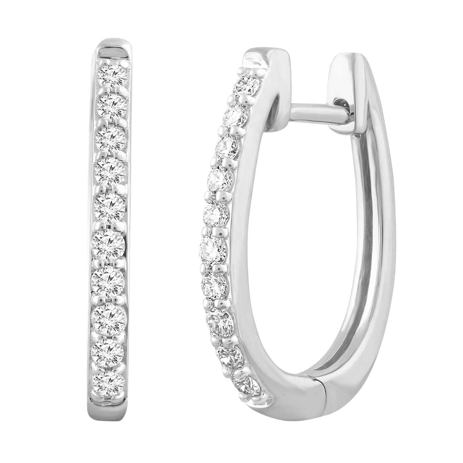 Single Row Yellow Gold Diamond Huggie Earrings - Matthews Jewellers