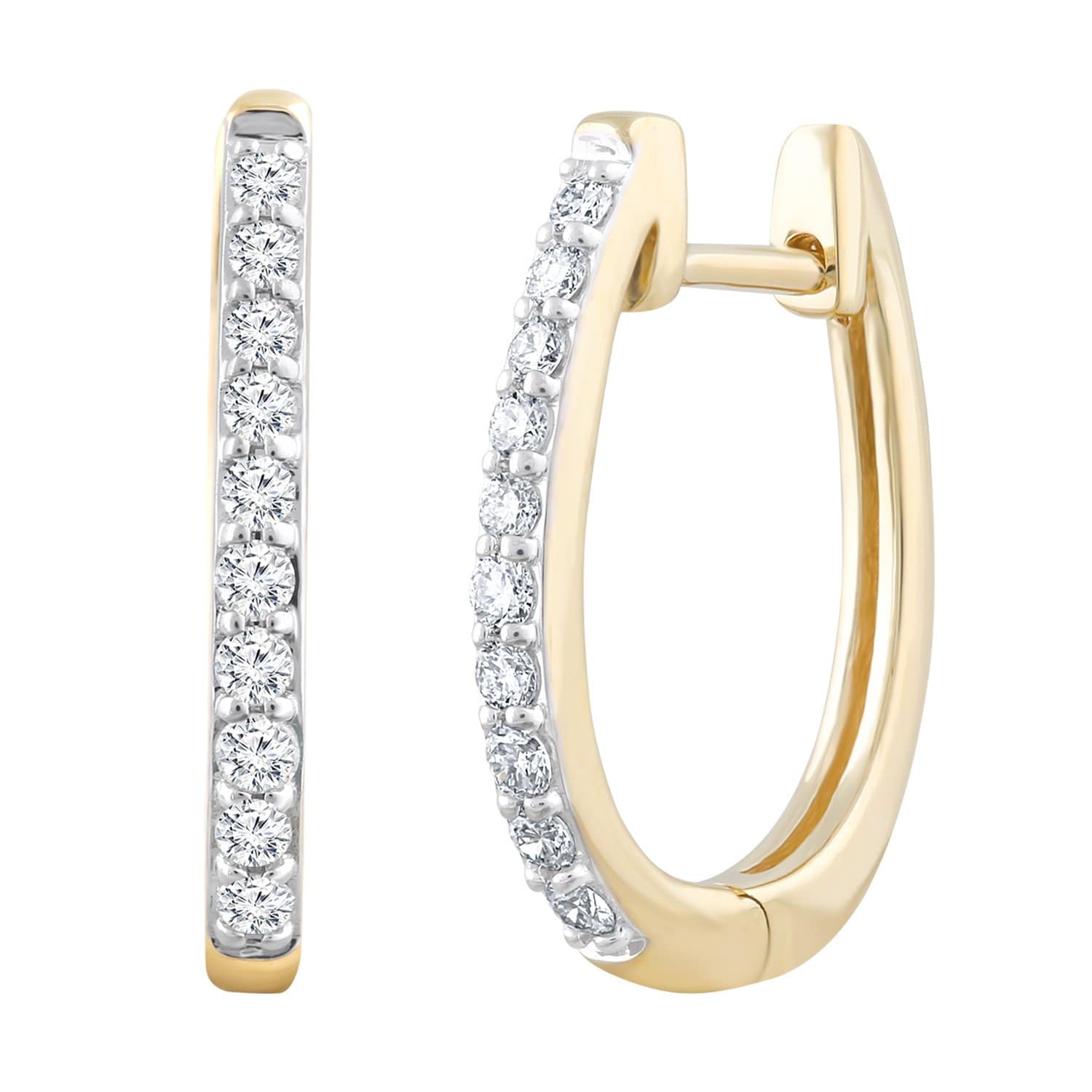 Single Row Yellow Gold Diamond Huggie Earrings - Matthews Jewellers