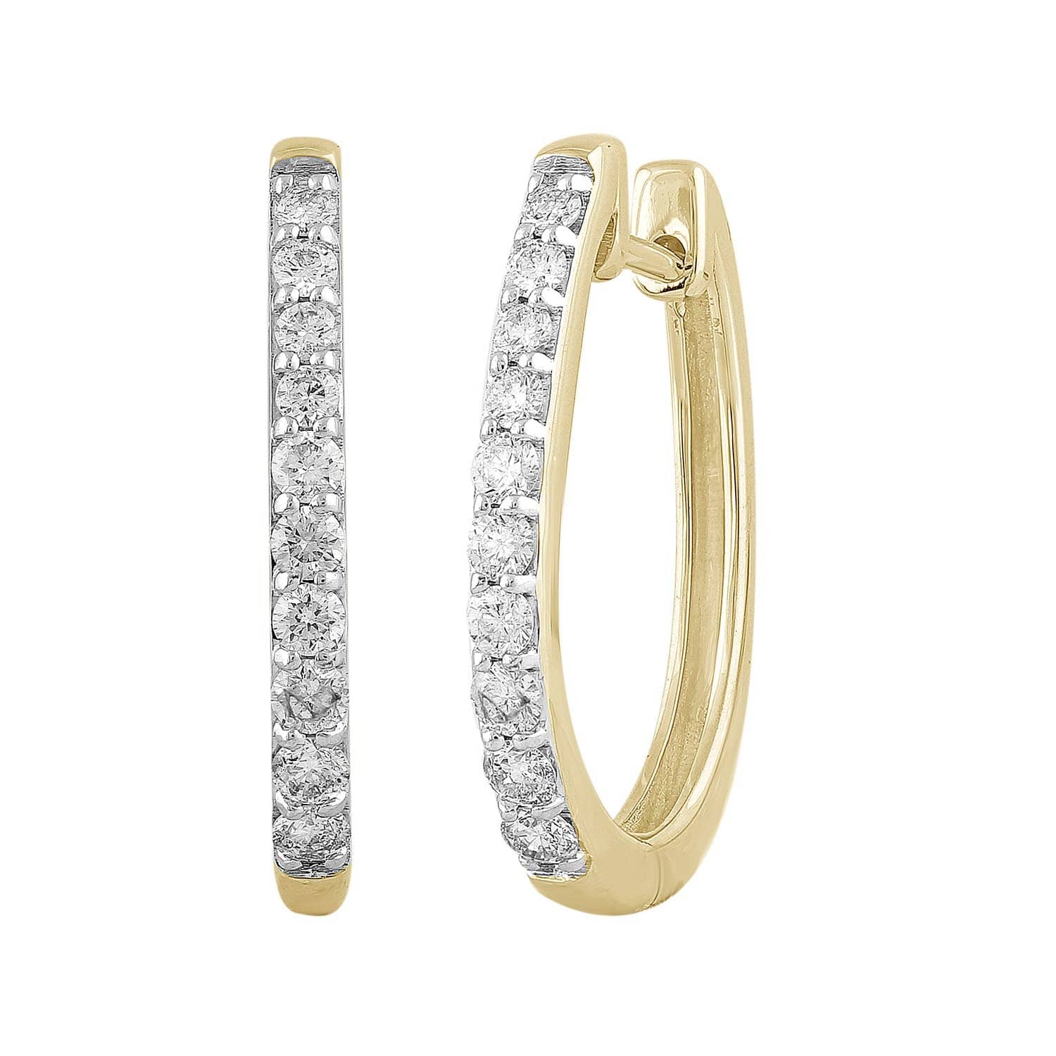 Single Row Yellow Gold Diamond Huggie Earrings - Matthews Jewellers