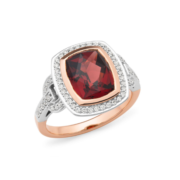 Art Deco Garnet and Diamond Set Dress Ring