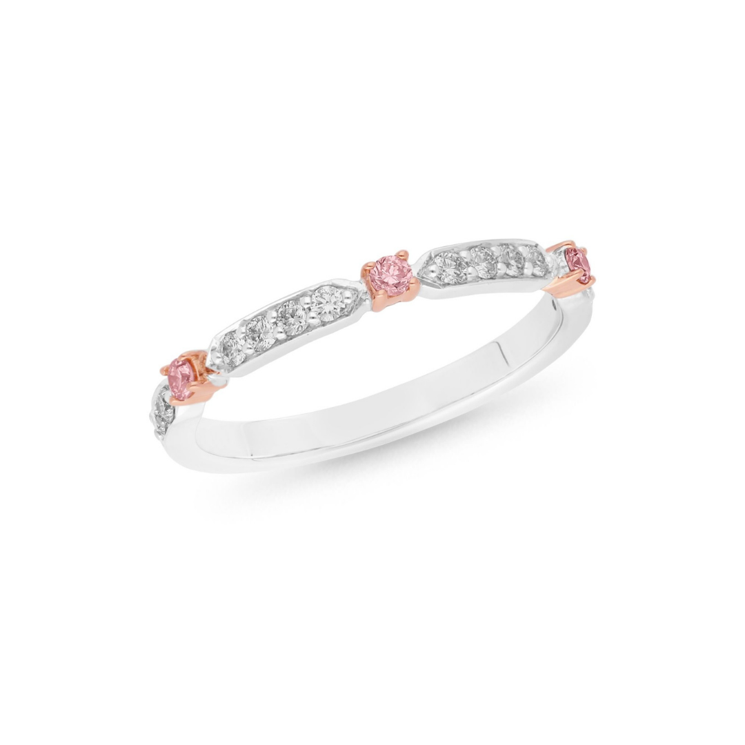 Stationed Light Pink and White Diamond Band