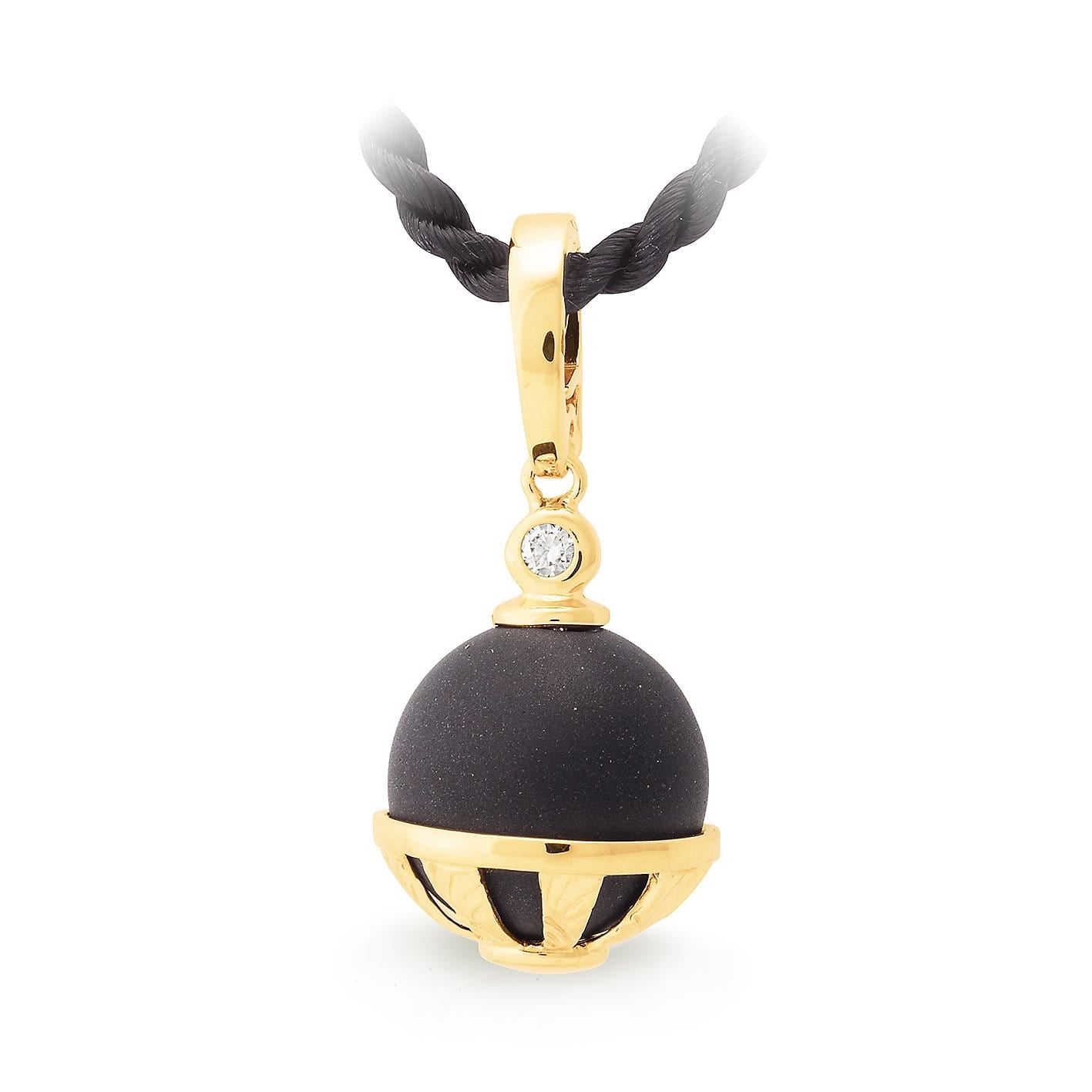 Sphere Onyx and Diamond Pendant