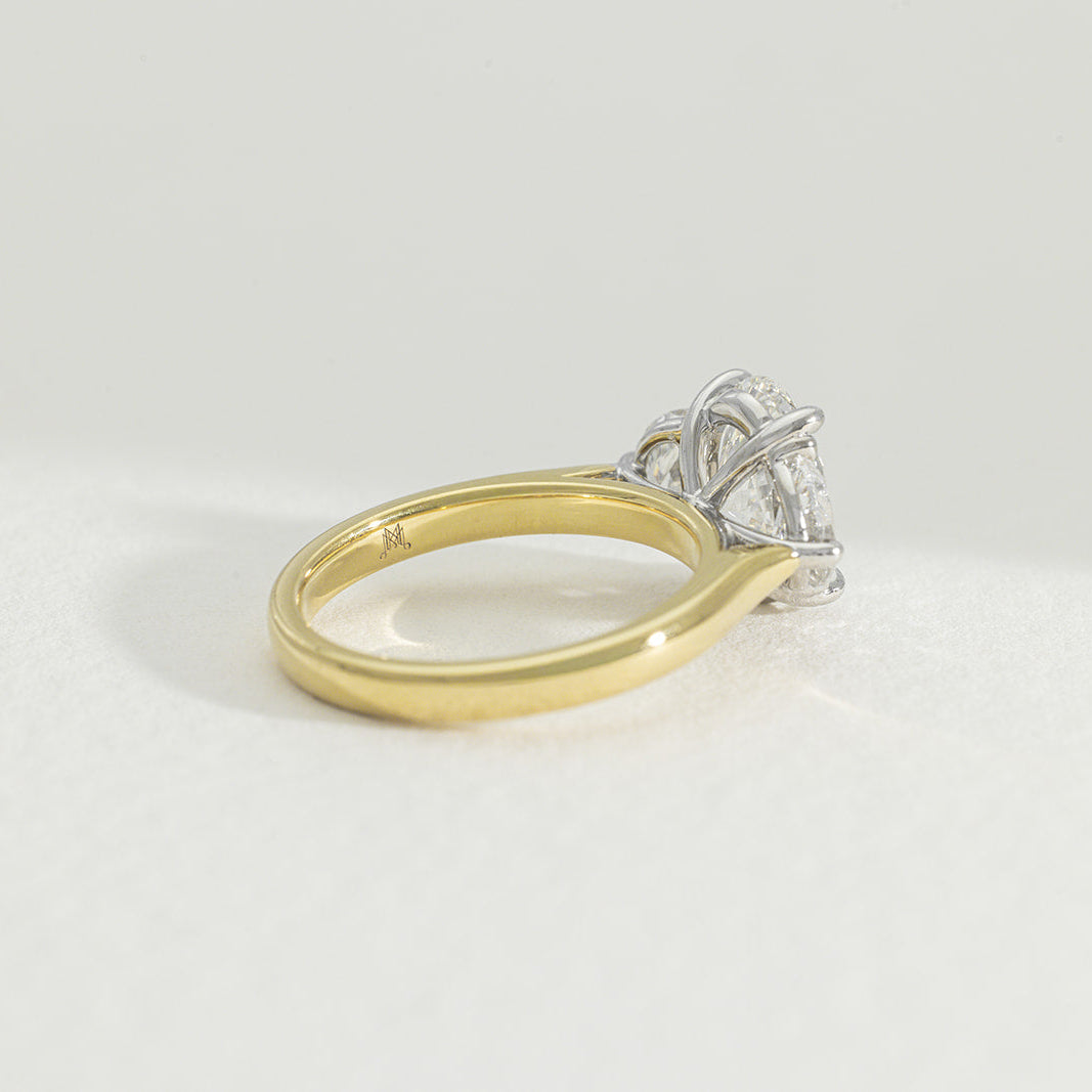 Lina | 2.5ct Oval Cut and Half Moon Lab Grown Diamond Trilogy Engagement Ring