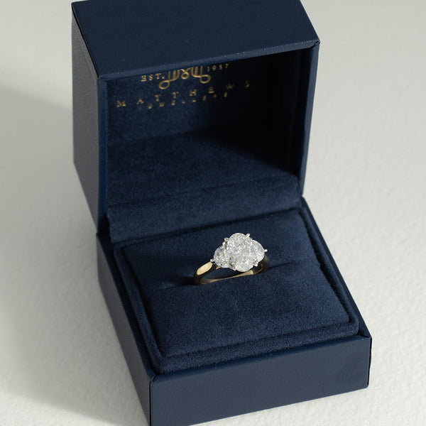 Lina | 2.5ct Oval Cut and Half Moon Lab Grown Diamond Trilogy Engagement Ring