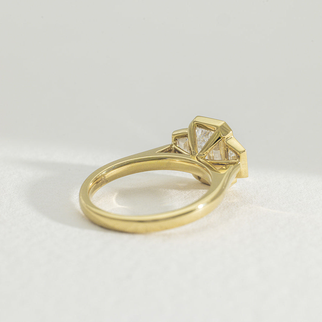 Eliana | 2.5ct Emerald Cut and Trapezoid Lab Grown Diamond Engagement Ring
