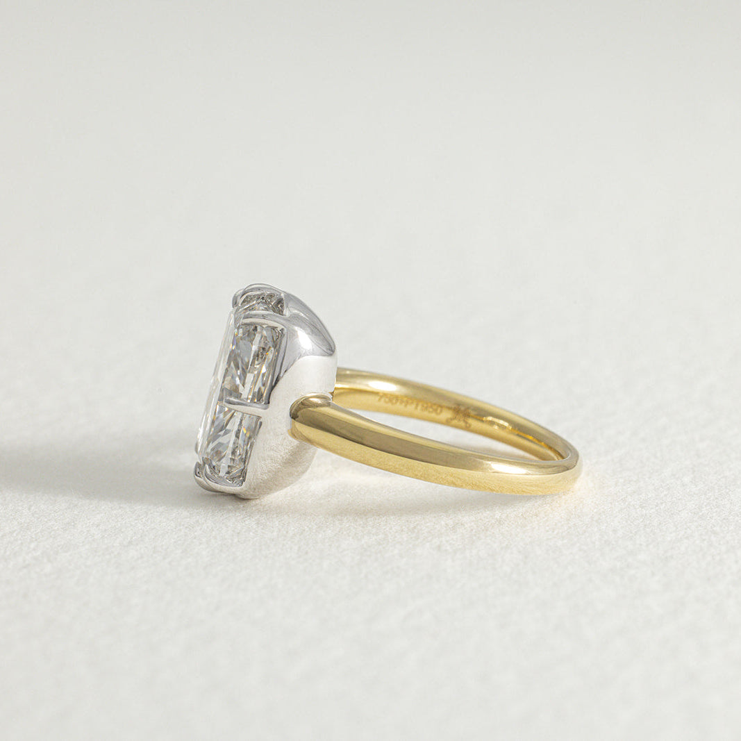 Adaline 6.18ct old mine cut Lab Grown Diamond low set engagement ring in 18k yellow gold and platinum, image 3