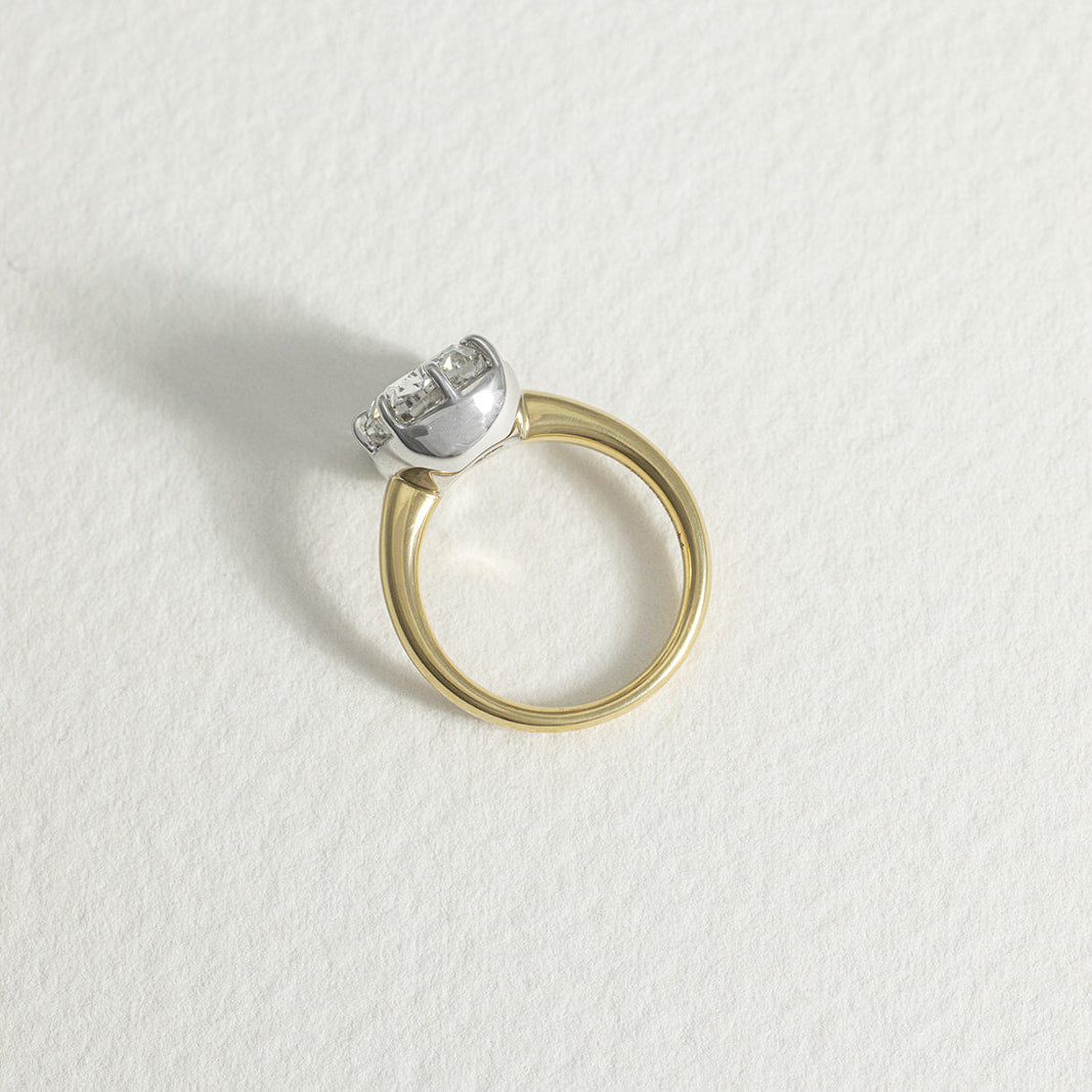 Adaline 6.18ct old mine cut Lab Grown Diamond low set engagement ring in 18k yellow gold and platinum, image 5