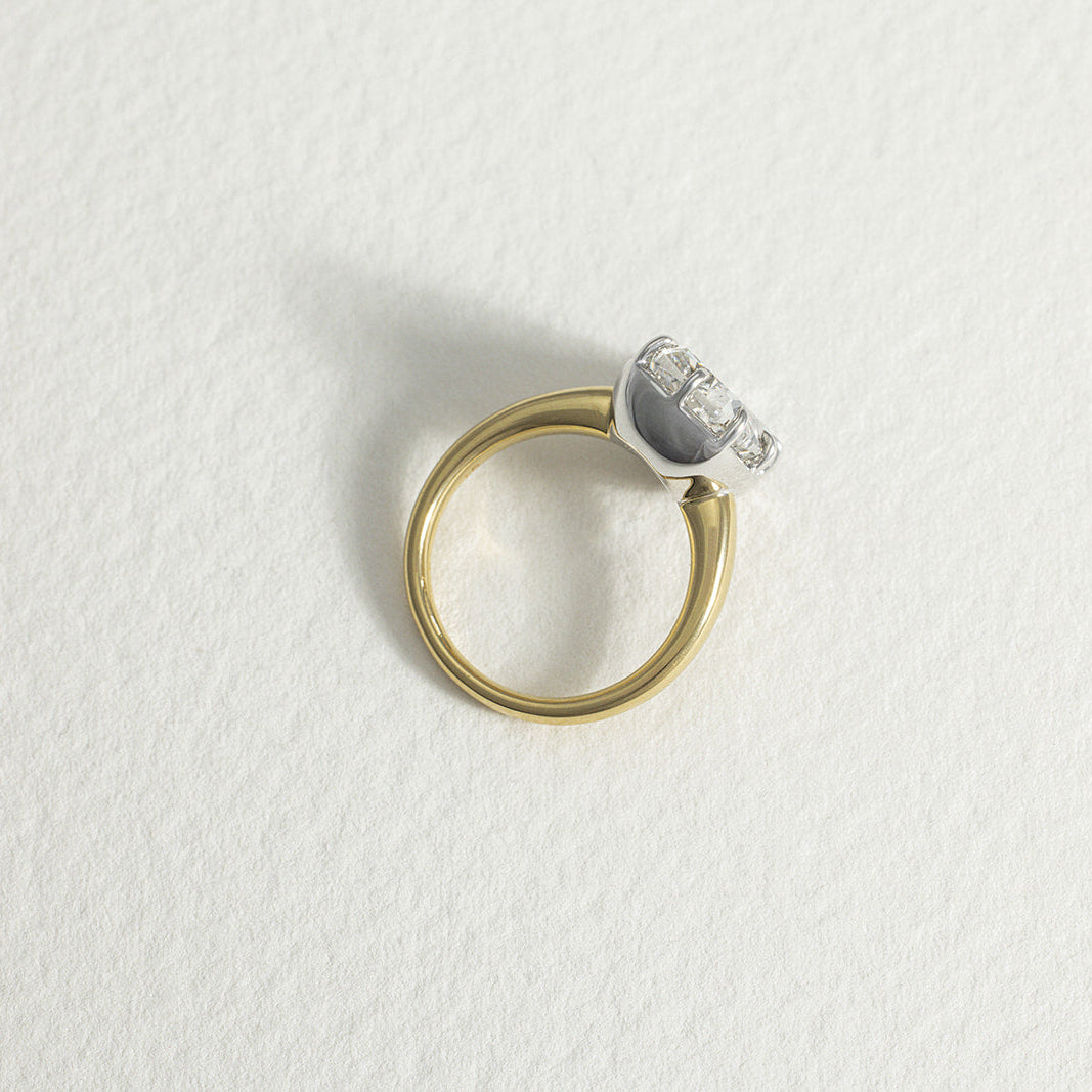 Adaline 6.18ct old mine cut Lab Grown Diamond low set engagement ring in 18k yellow gold and platinum, image 6