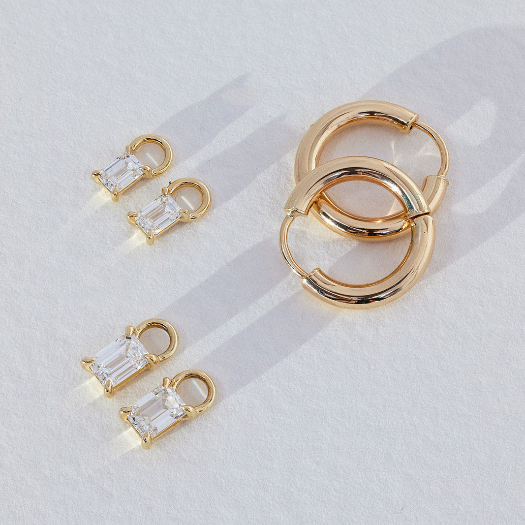 Lustre Emerald Cut Diamond Earring Charm
