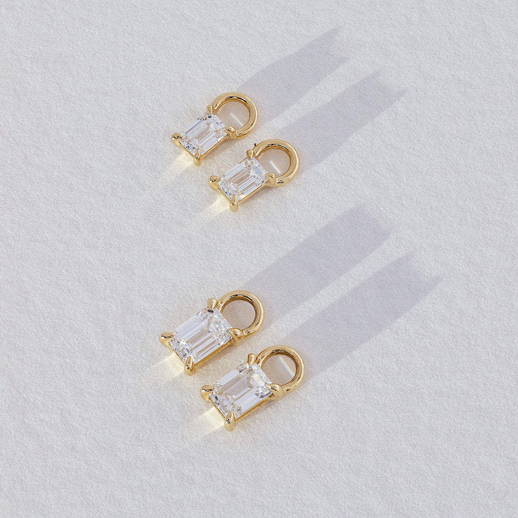 Lustre Emerald Cut Diamond Earring Charm