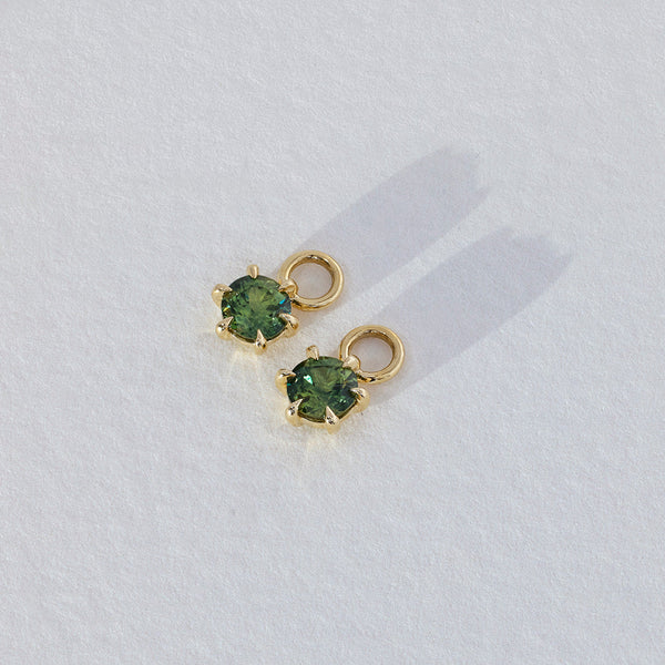Lustre Teal Round Sapphire Earring Charm