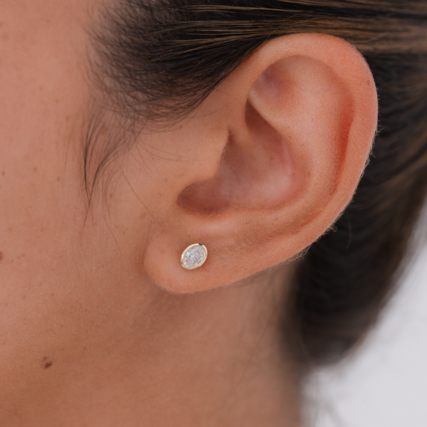 Oval Bezel Diamond Studs