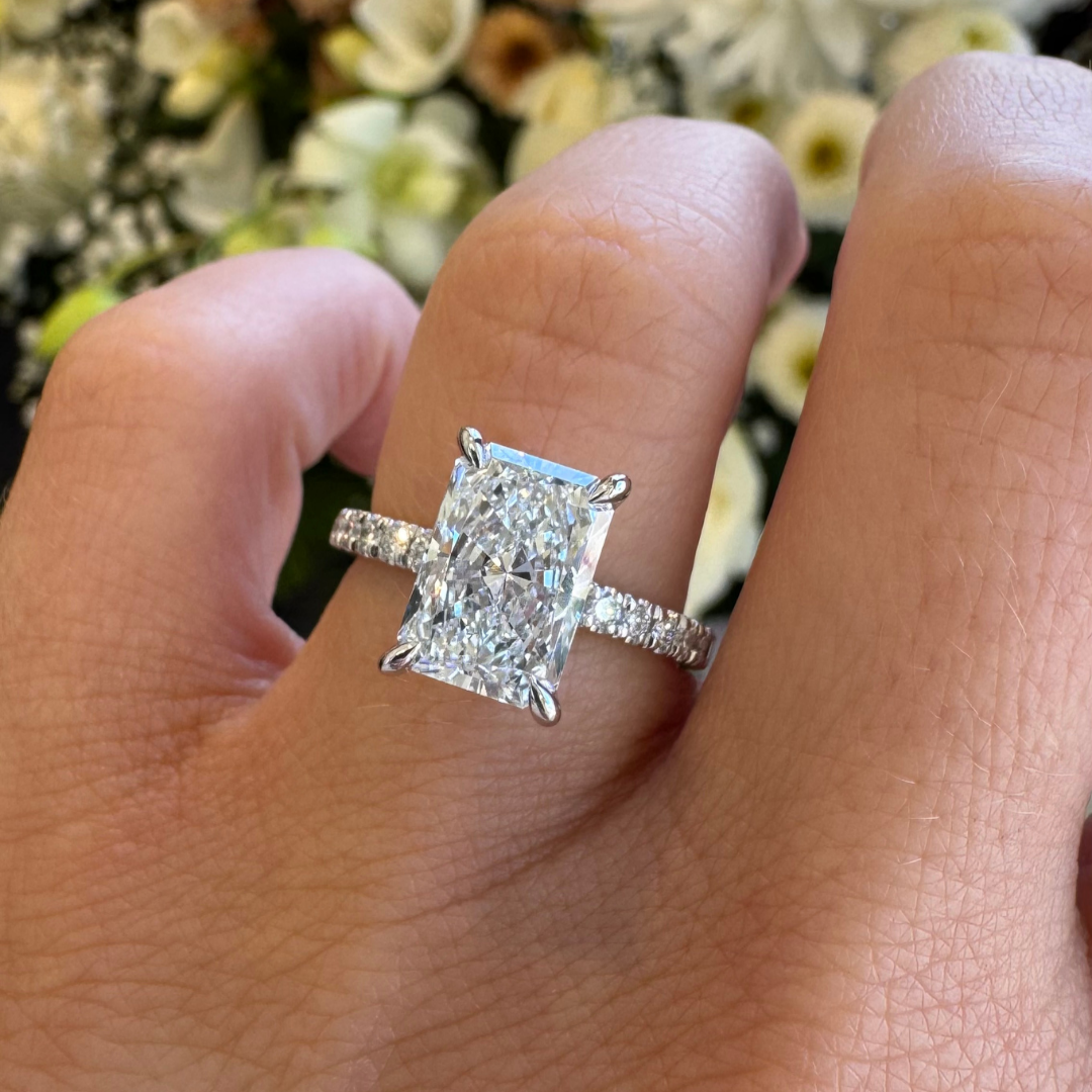 Sofia | 2.76ct Radiant Engagement Ring with Hidden Halo