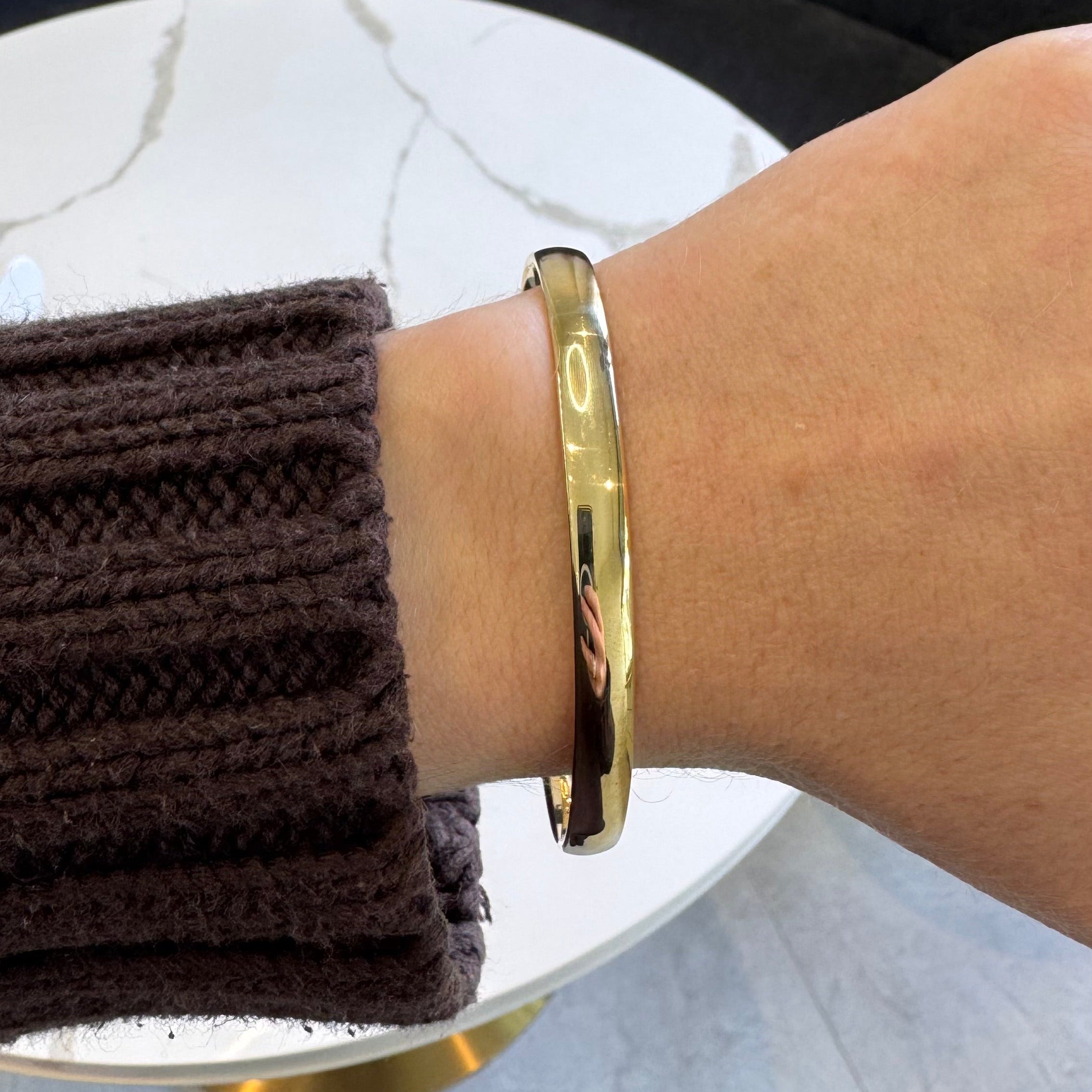 9ct Yellow Gold Silver Filled Bangle | 6mm