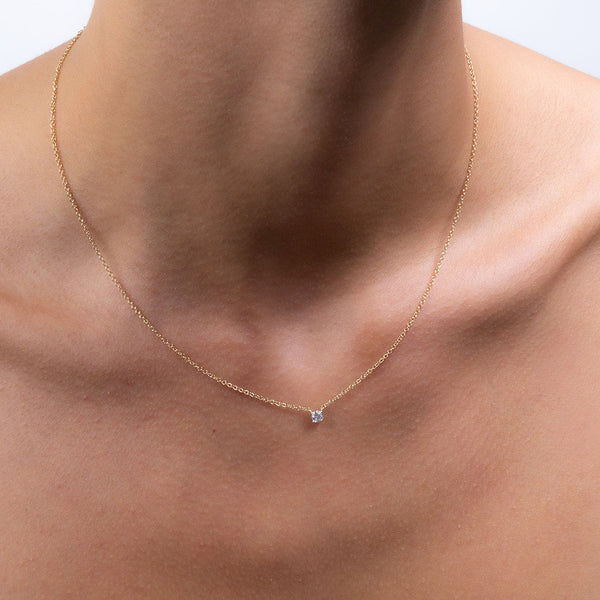 Petite Round Diamond 4 Claw Necklace