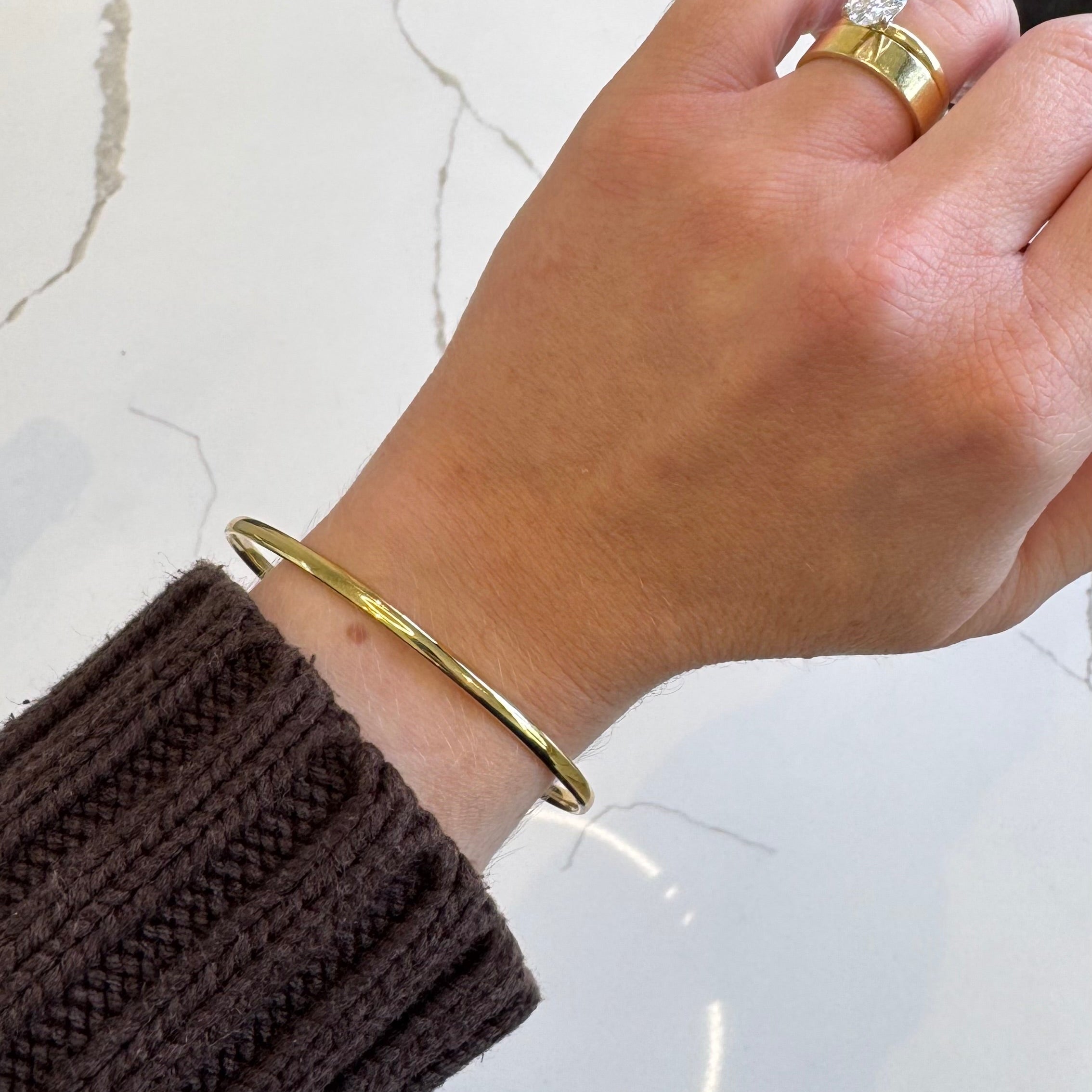 9ct Yellow Gold Silver Filled Bangle | 3mm