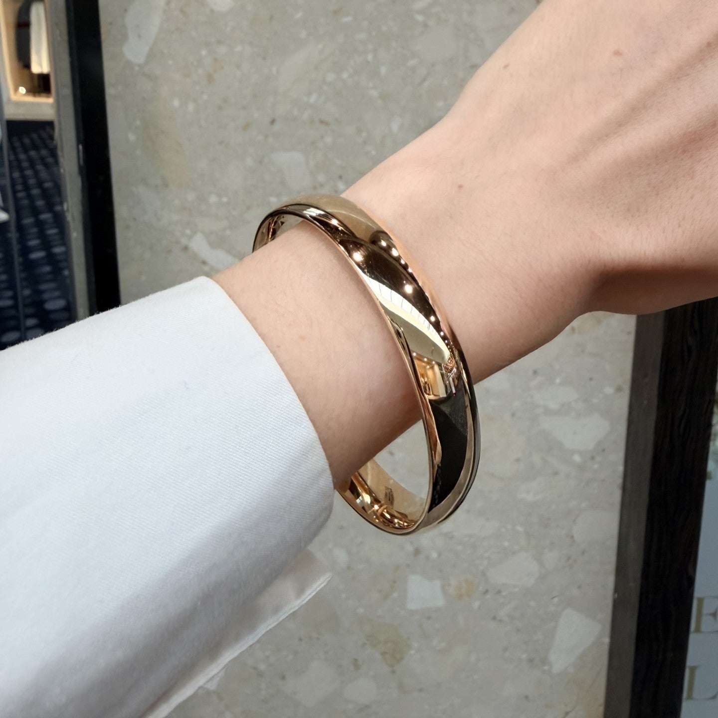 9ct Yellow Gold Silver Filled Bangle | 12mm