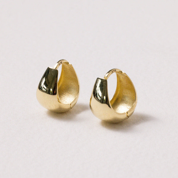 Wide Tapered Gold Hoop Earring