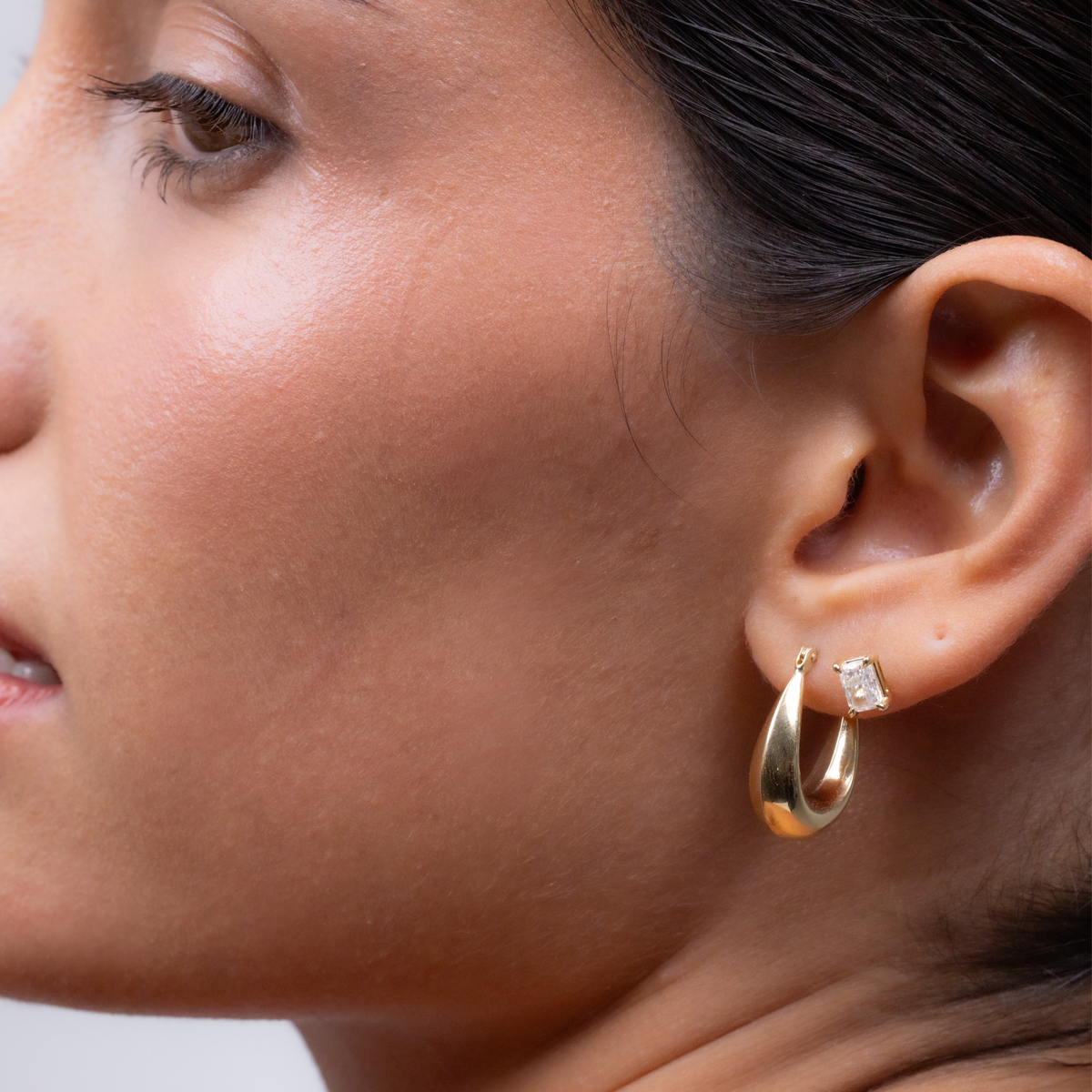 Thick Oval Hoop Earring
