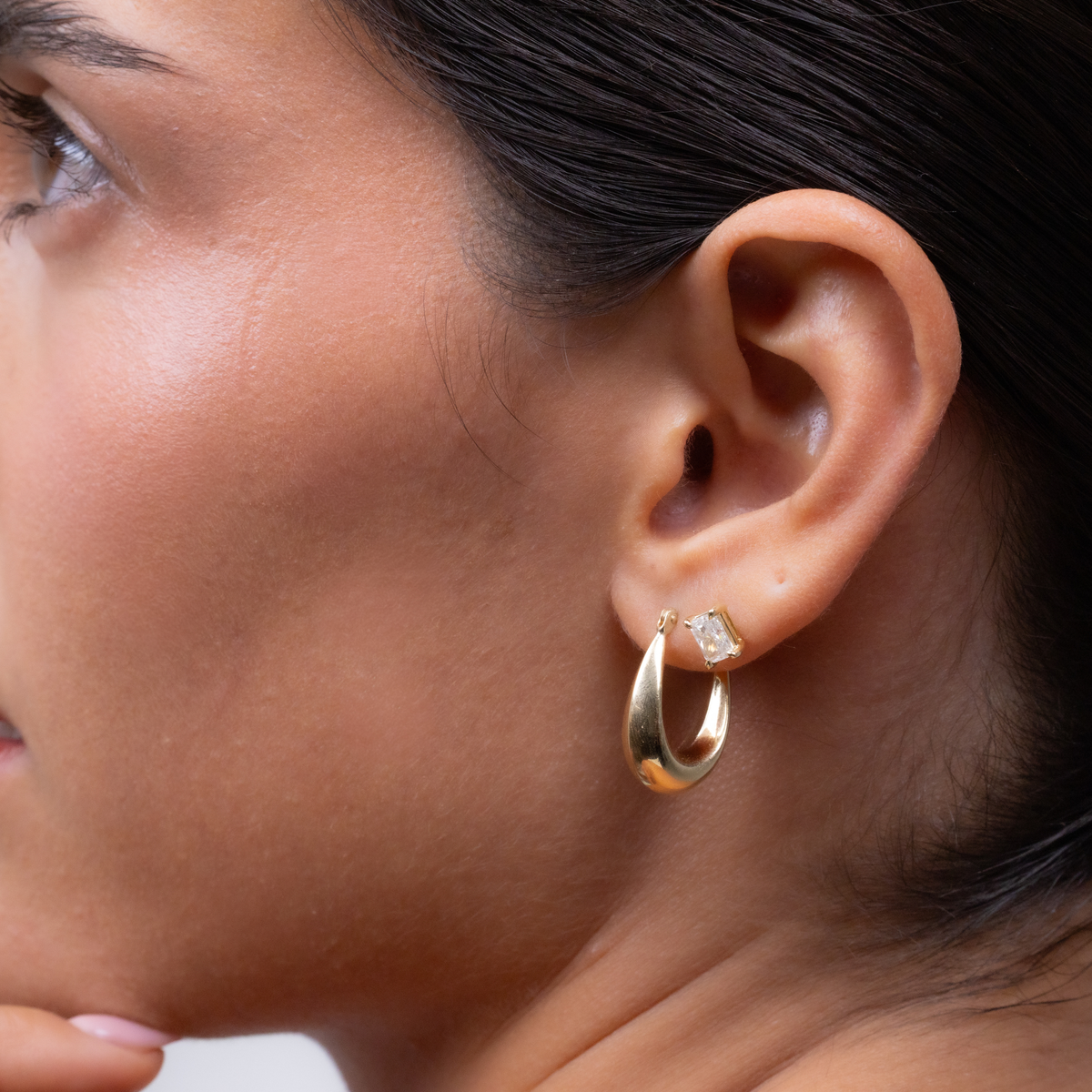 Thick Oval Hoop Earring