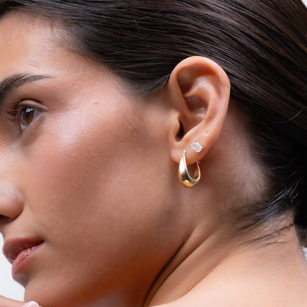 Thick Oval Hoop Earring