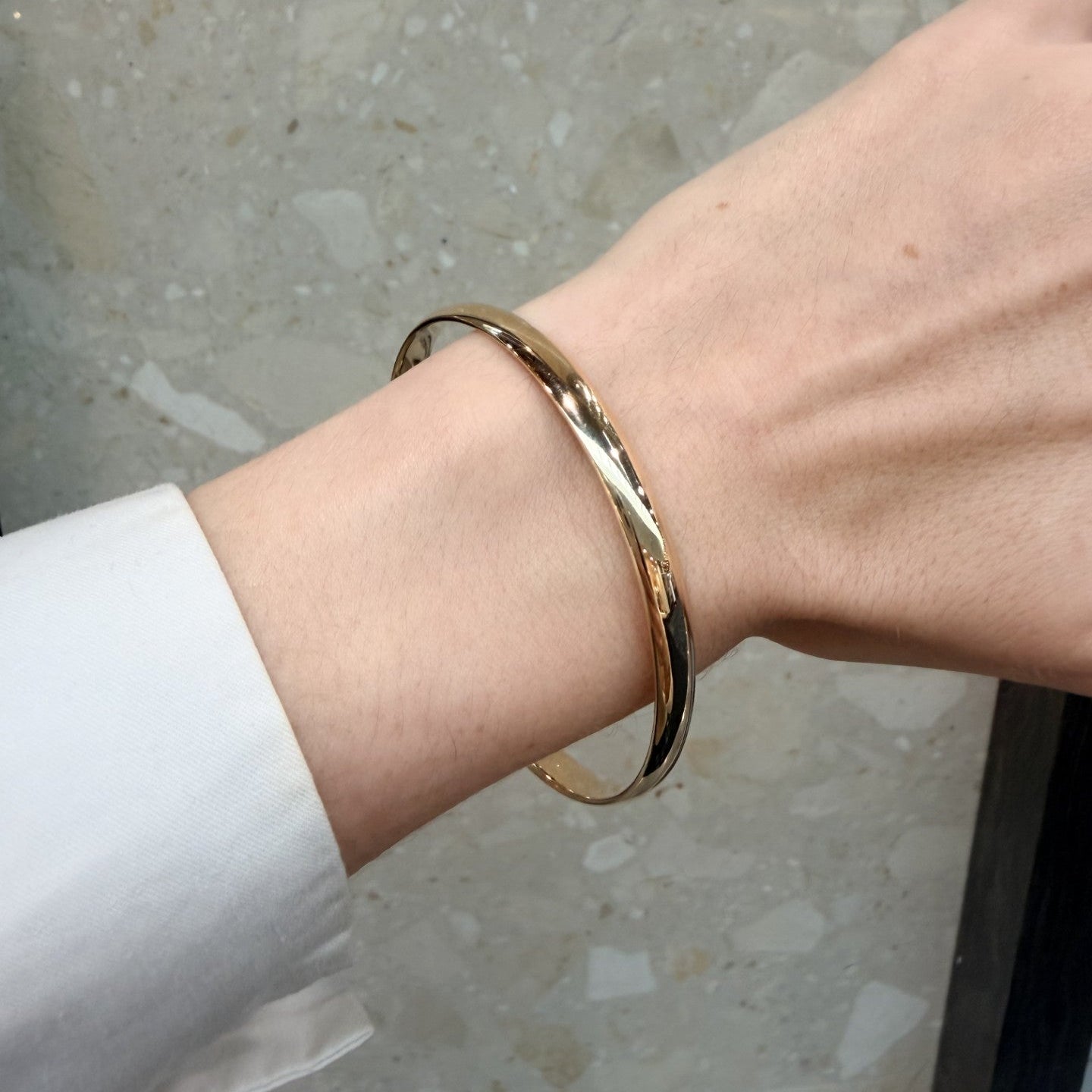 9ct Yellow Gold Solid Gold Bangle | 6mm
