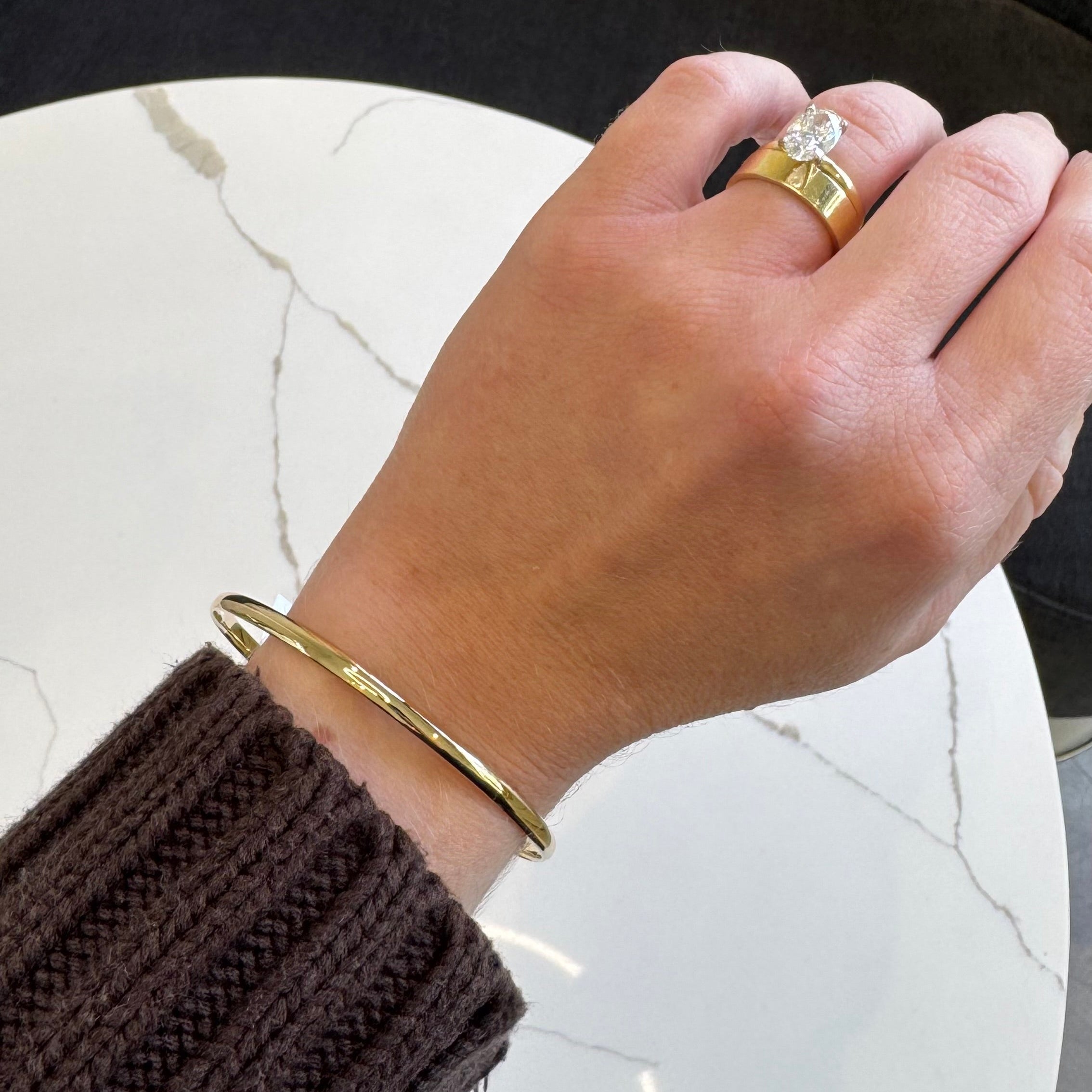 9ct Yellow Gold Silver Filled Bangle | 3mm