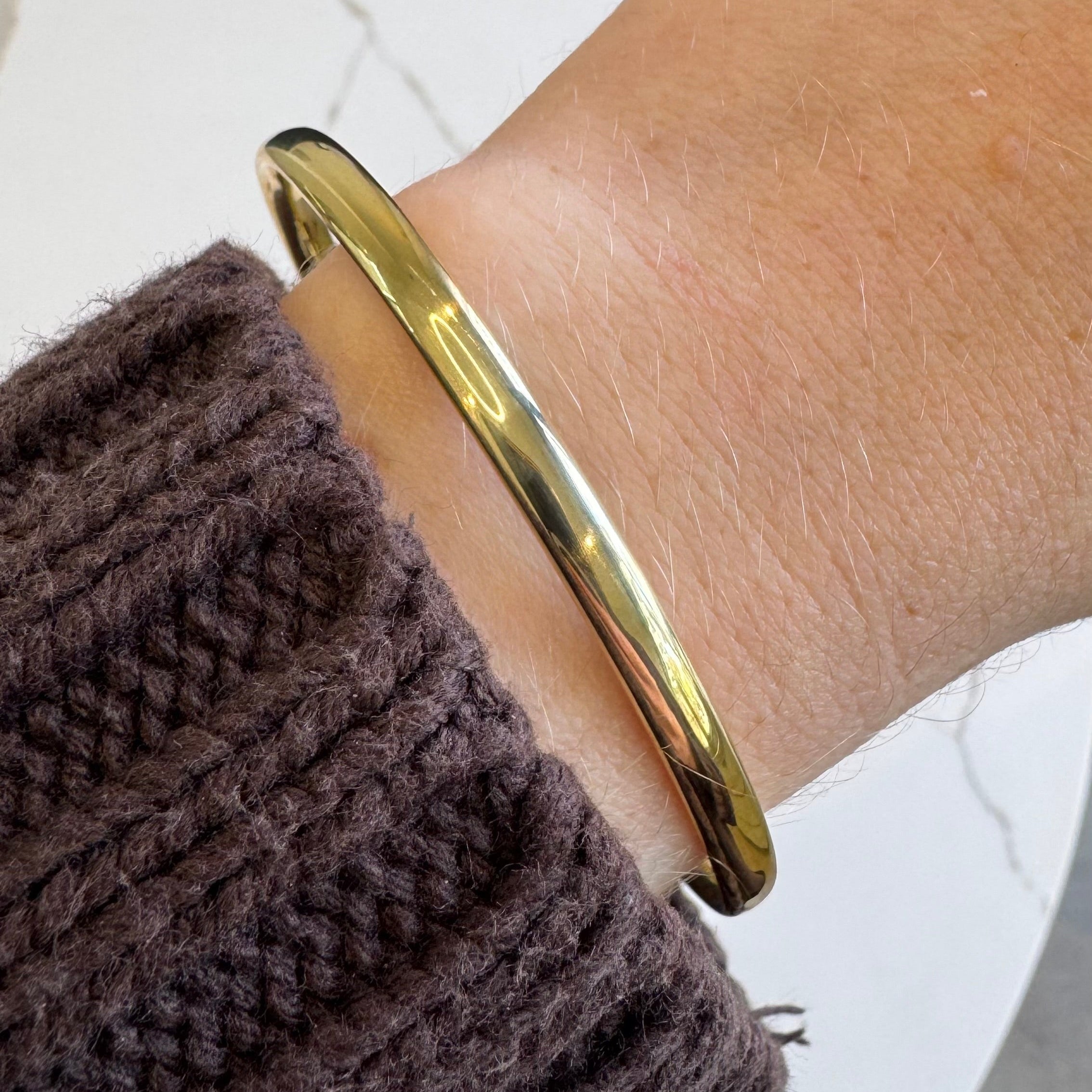 9ct Yellow Gold Silver Filled Bangle | 4.5mm