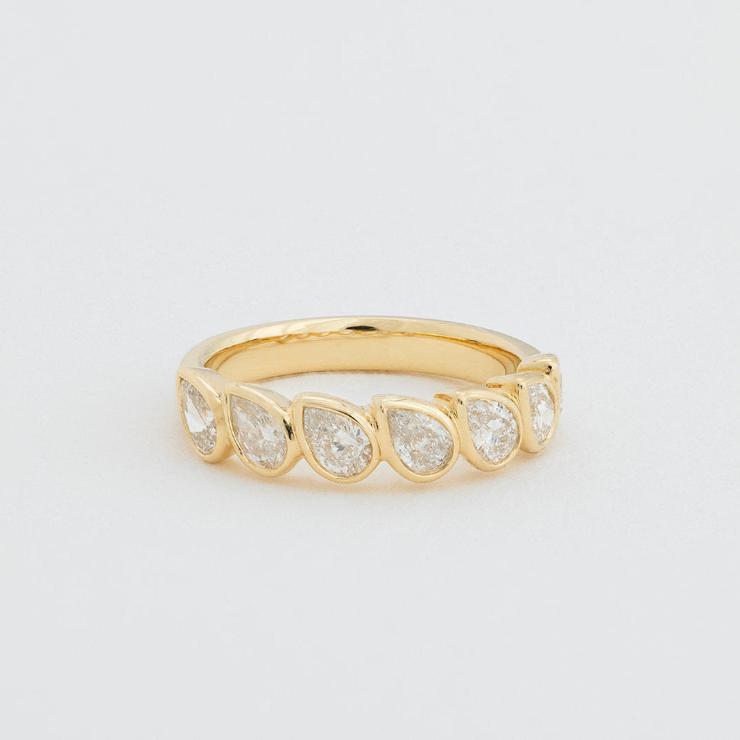 18K yellow gold Ada east west pear diamond wedding ring by Matthews Jewellers Newcastle