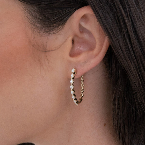 Marquise Diamond Hoop Earrings