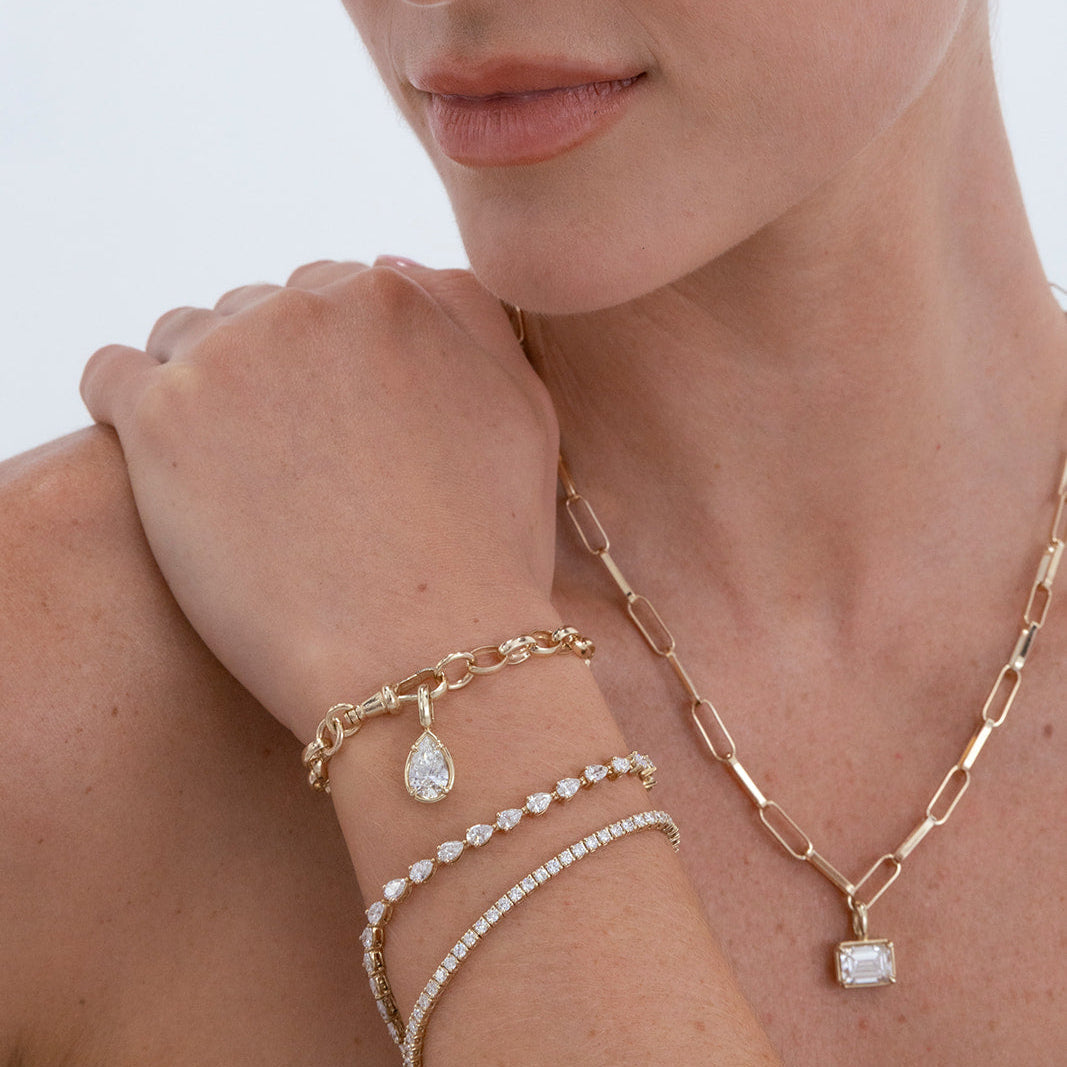 5ct Pear Tennis Bracelet Yellow Gold | Available Now