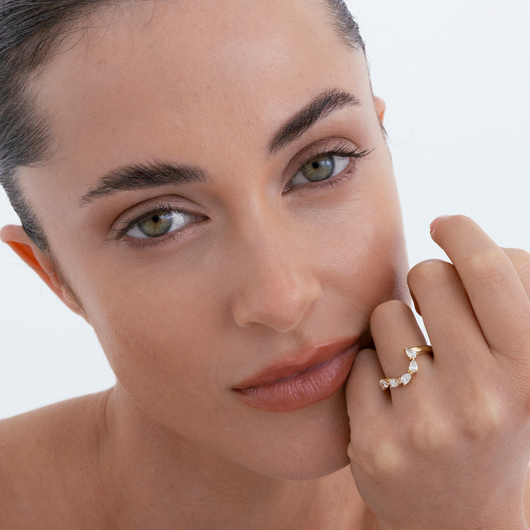 The Oriana curve lab diamond wedding ring