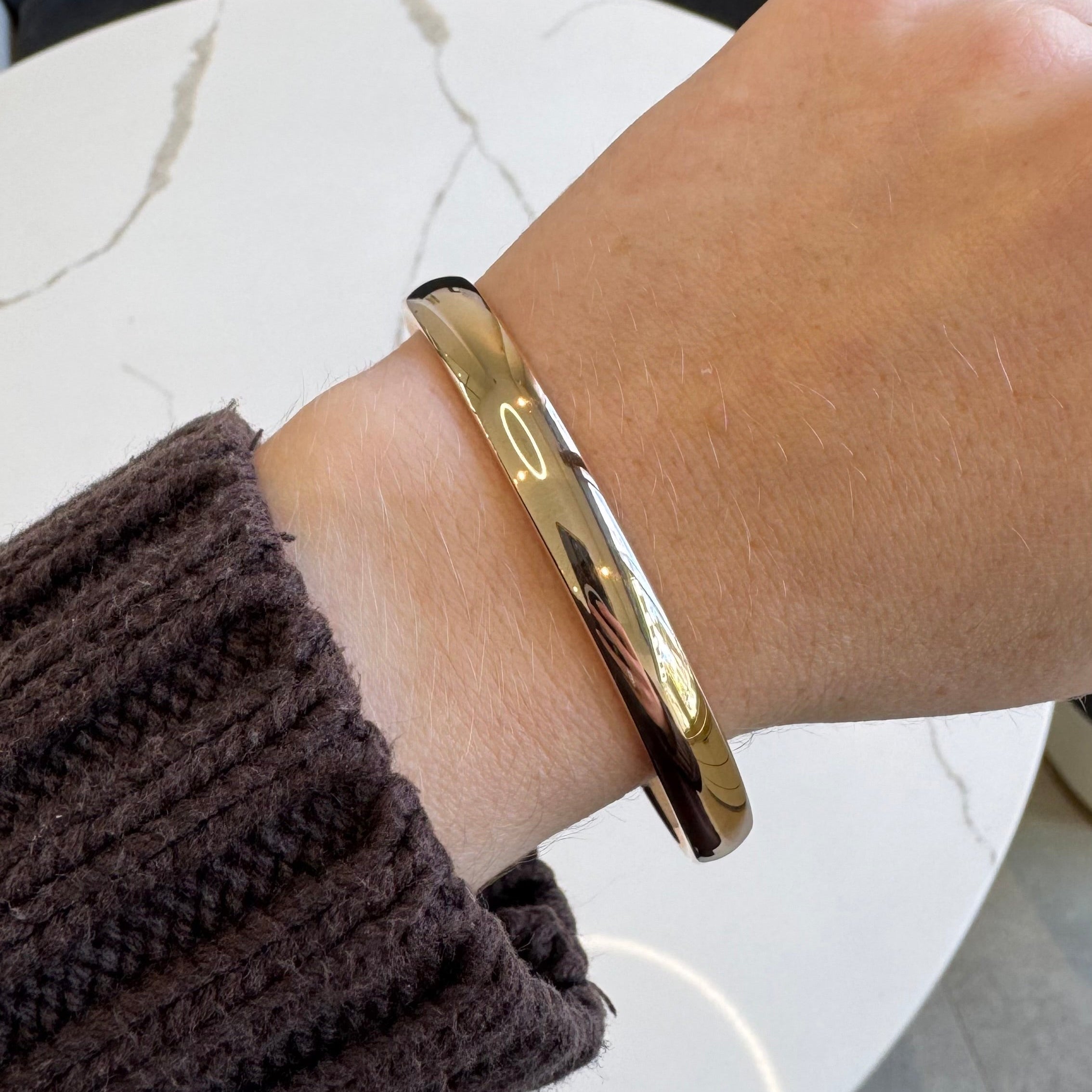 9ct Rose Gold Silver Filled Bangle | 7.5mm