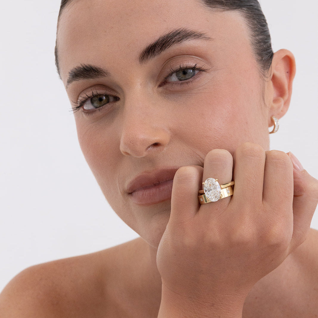 Diamond cigar band in 18K gold , handcrafted by Matthews Jewellers Newcastle