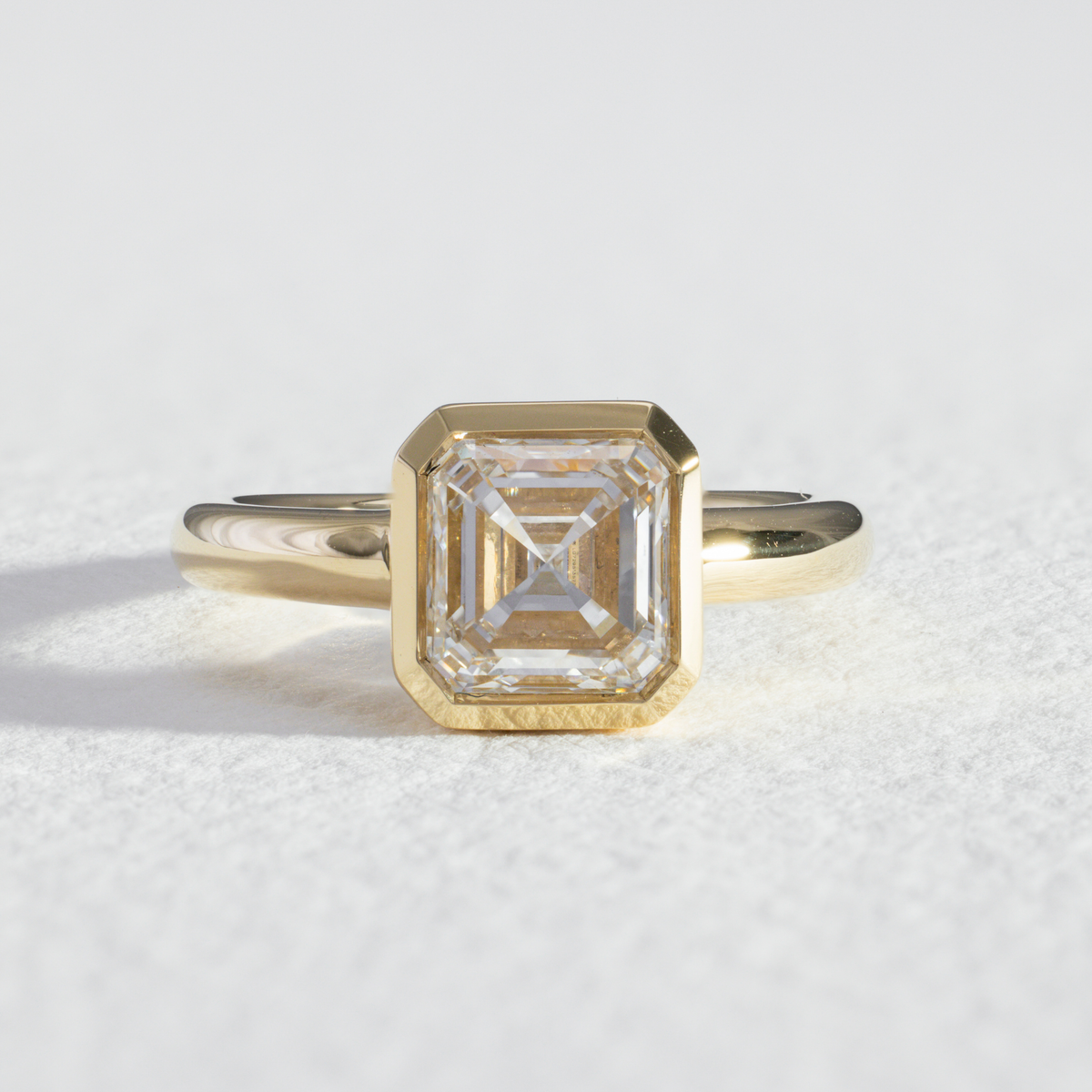 Clea | Asscher Cut Diamond Bezel Engagement Ring