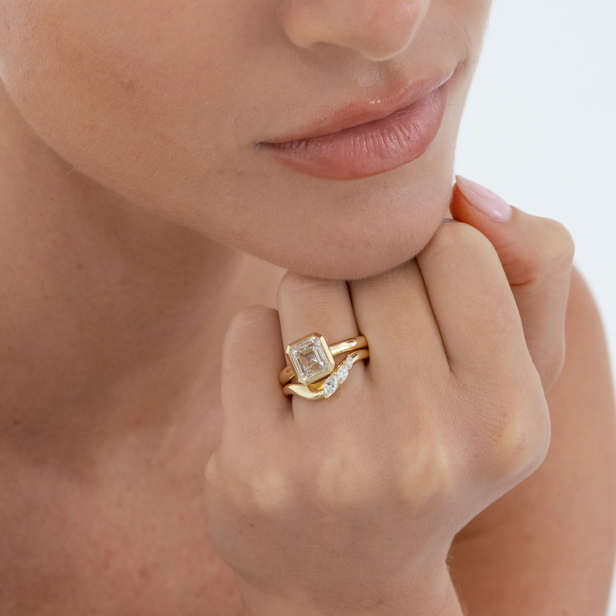 Clea | Asscher Cut Diamond Bezel Engagement Ring