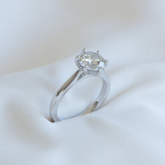 Heritage Dawn 2.04ct natural diamond hidden halo ring in 18k gold, Matthews Jewellers Newcastle