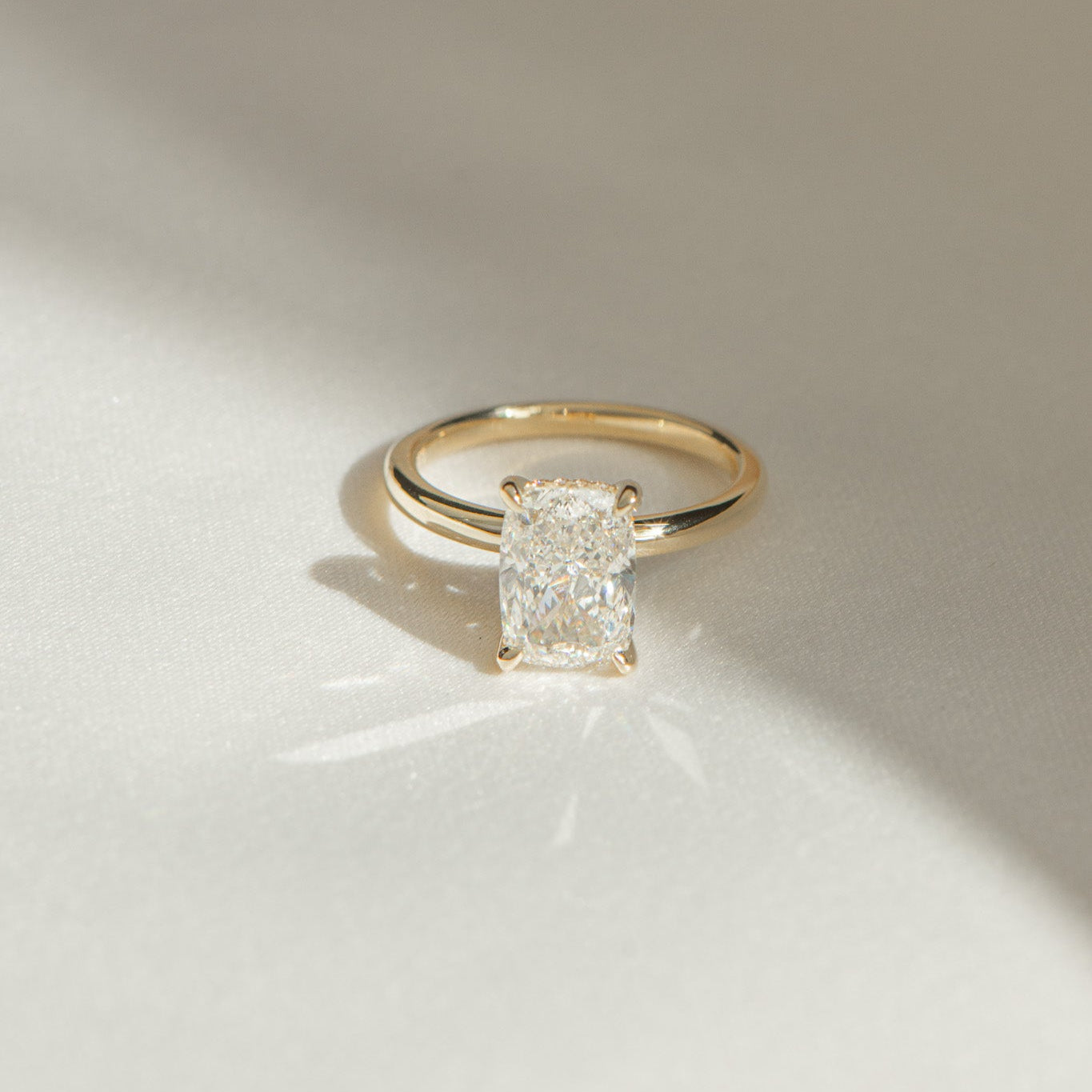 Elora | 3.02ct Elongated Cushion Engagement Ring with Hidden Halo