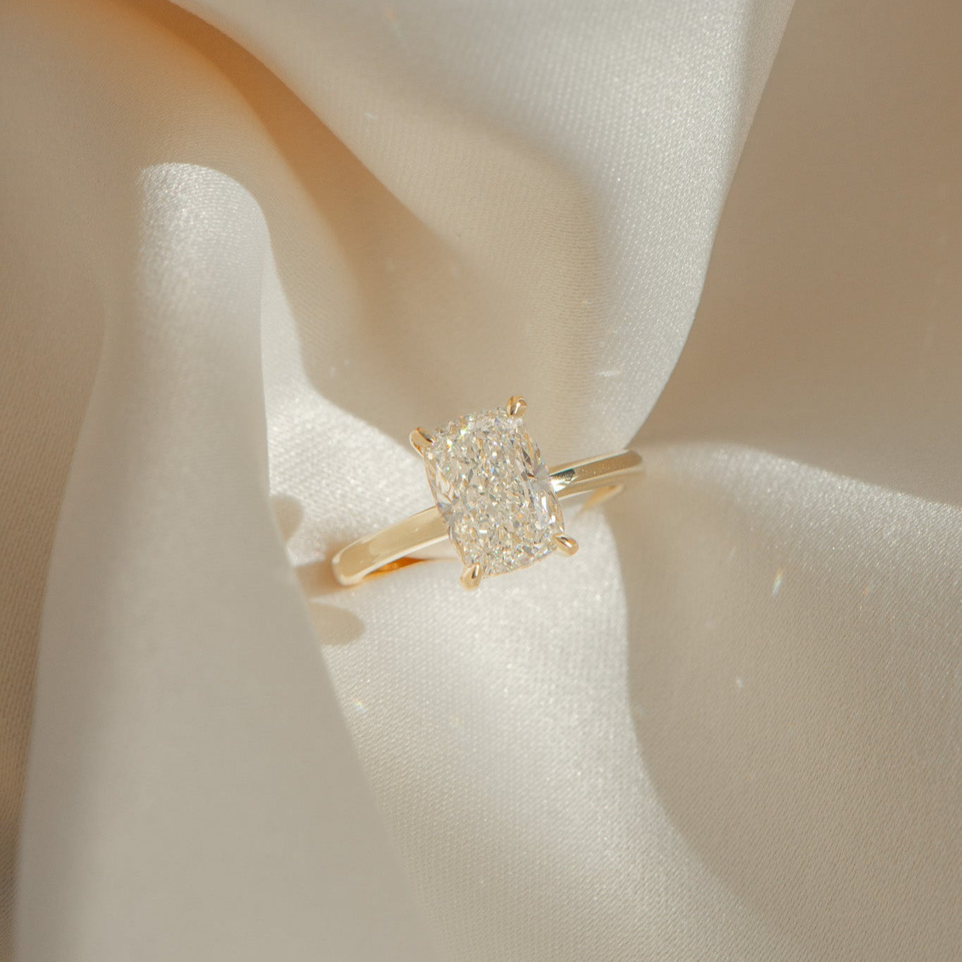 Elora | 3.02ct Elongated Cushion Engagement Ring with Hidden Halo