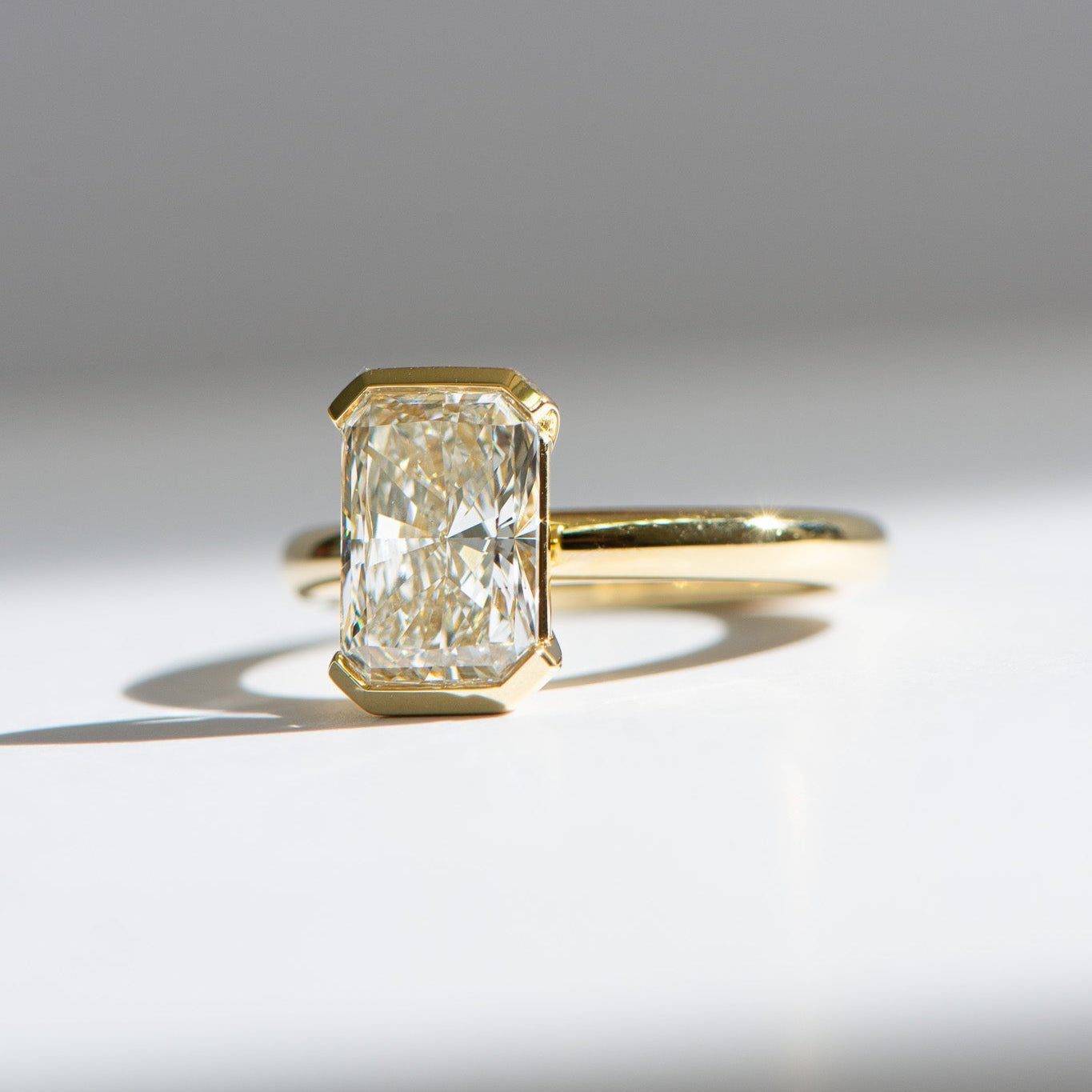 Half Bezel Sofia | 2.53ct Radiant Half Bezel Engagement Ring