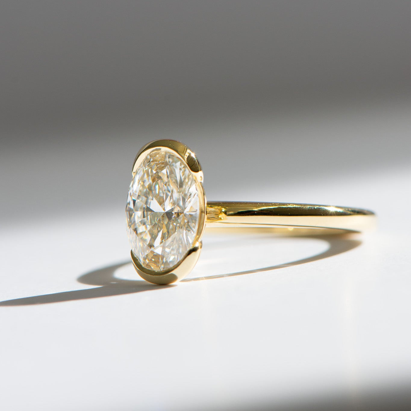 Half Bezel Helena | 2.11ct Half Bezel Oval Engagement Ring