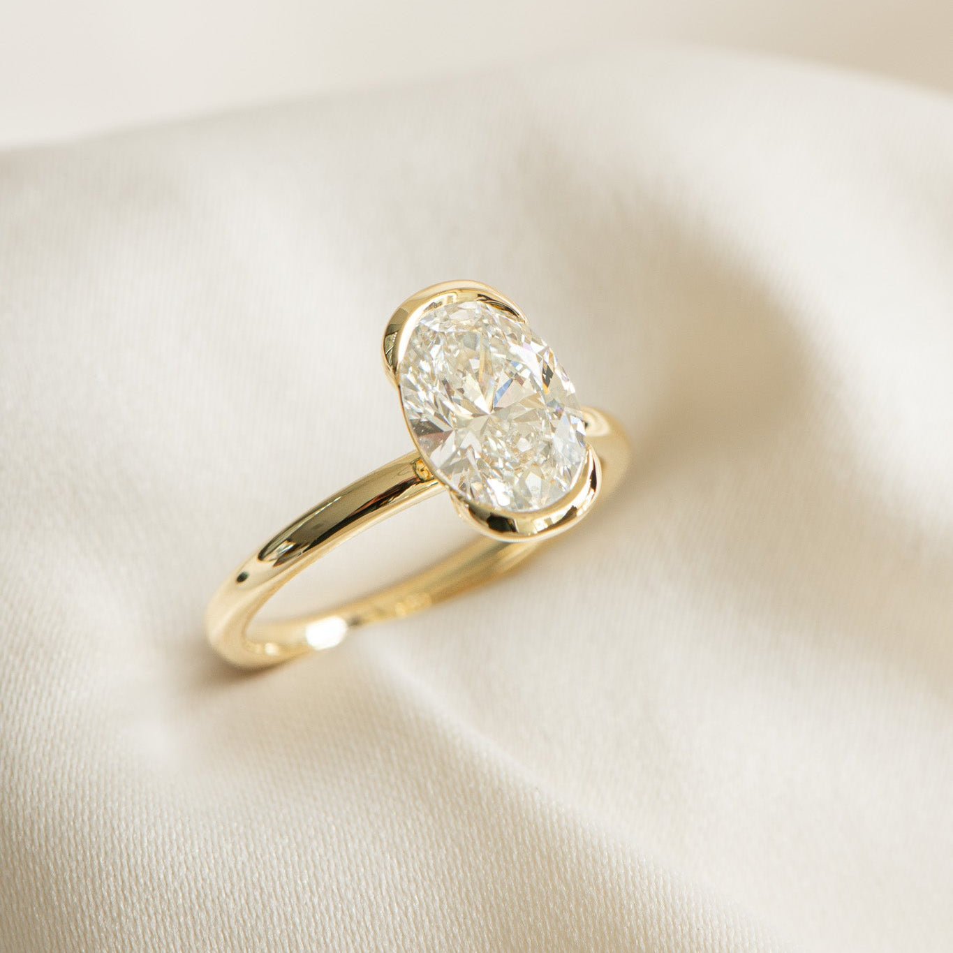 Half Bezel Helena | 2.11ct Half Bezel Oval Engagement Ring