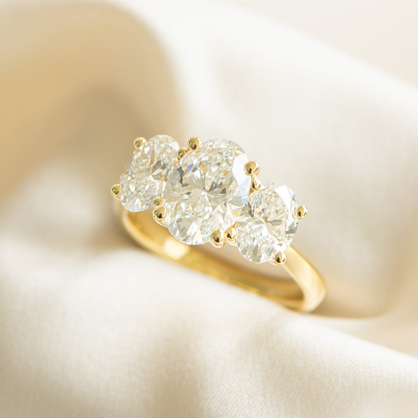 Mia | 3.59ct Three Stone Oval Engagement Ring